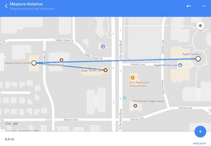 谷歌地图应用升级：在iOS设备上可以测量距离