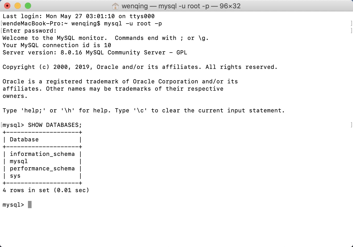 macOS下MySQL 8.0.16 安装与配置教程
